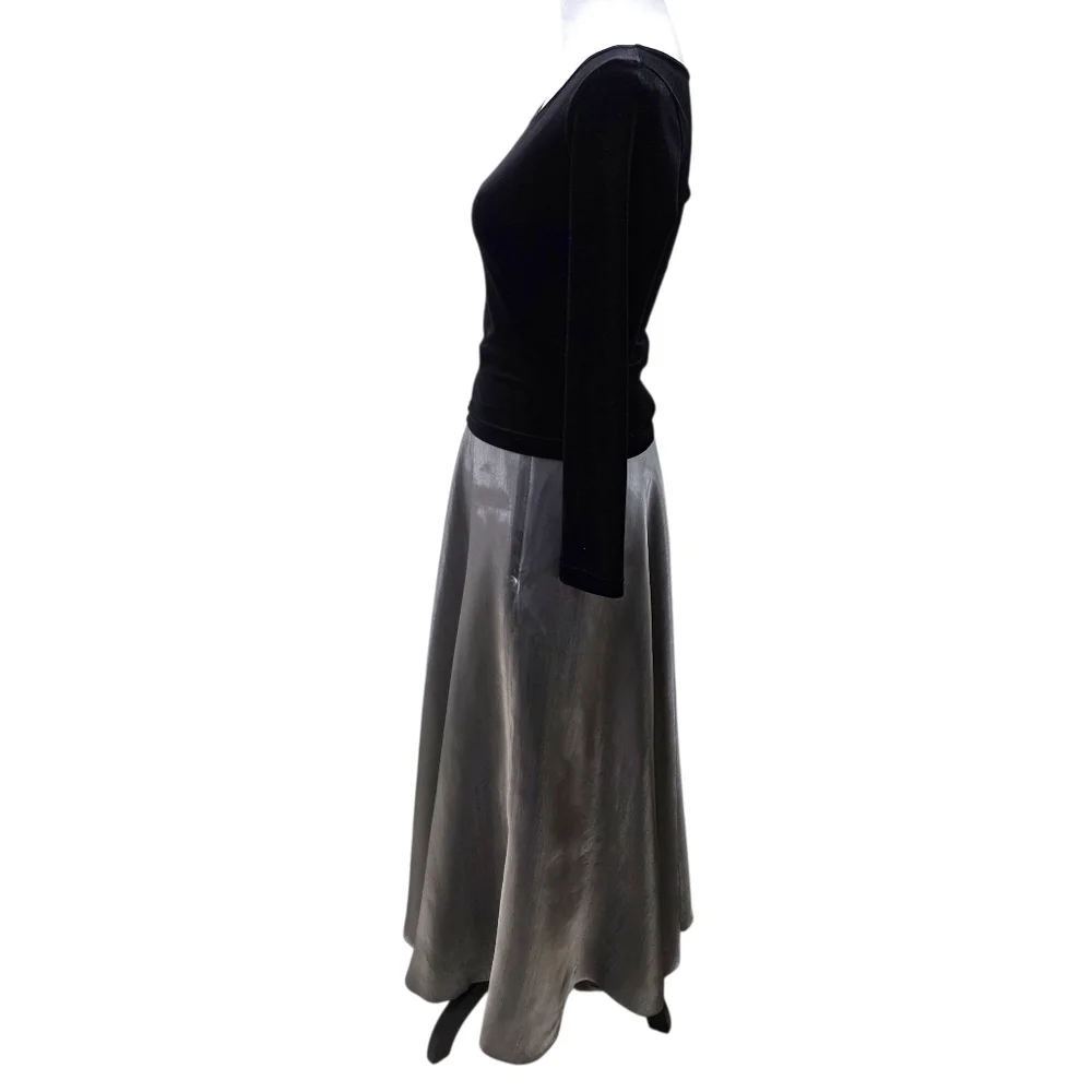 Elegant Black and Silver Dress with Scarf